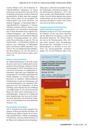 Vorschauseite 5: Alterung und Pflege Länderübergreifend gleichgerichtete Herausforderungen – unterschiedliche Lösungen? Lernen wir voneinander!