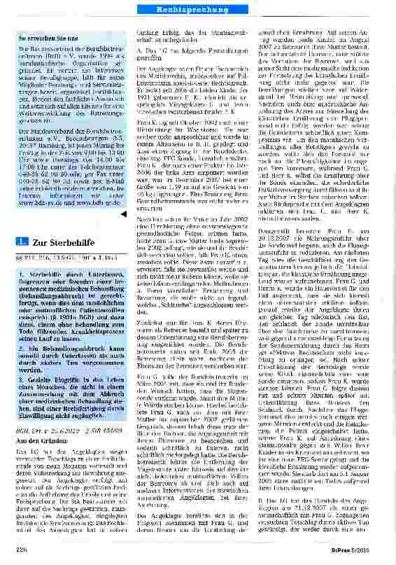 Vorschauseite 1: Zur Sterbehilfe