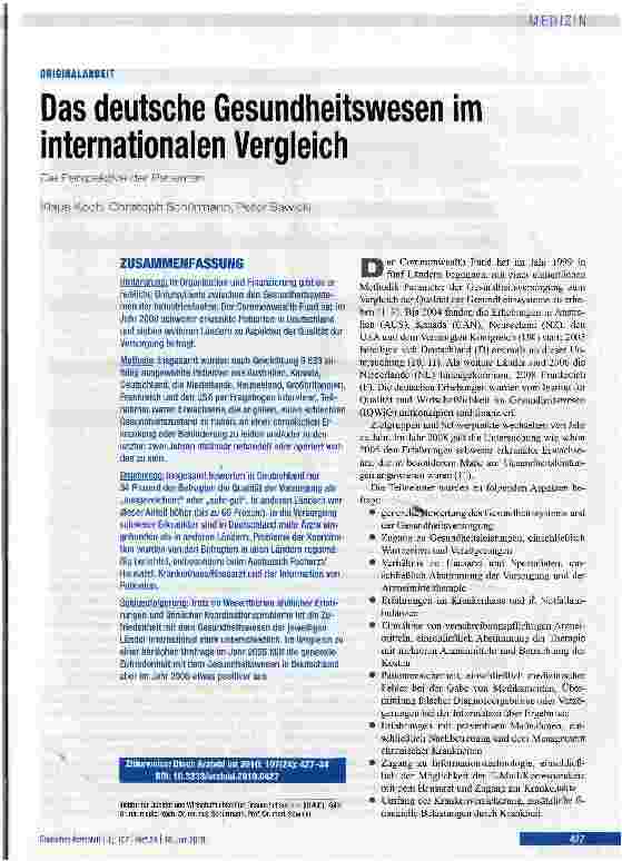 Vorschauseite 1: Das deutsche Gesundheitswesen im internationalen Vergleich