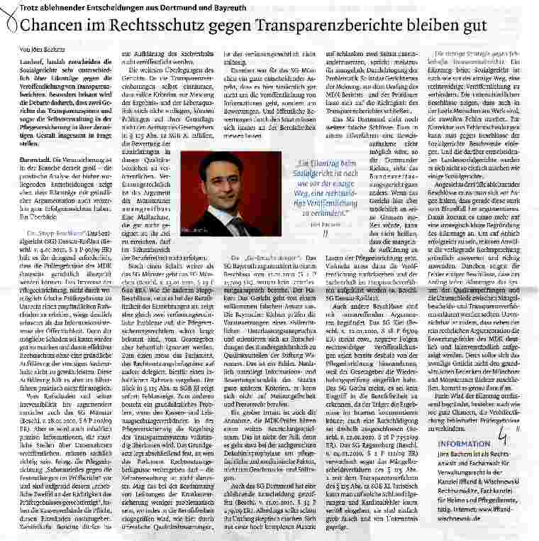 Vorschauseite 1: Chancen im Rechtsschutz gegen Transparenzberichte bleiben gut