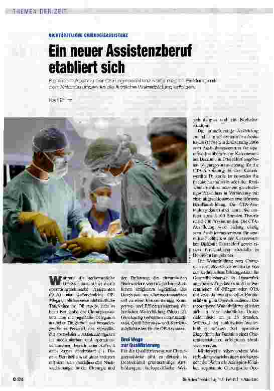 Vorschauseite 1: Ein neuer Assistenzberuf etabliert sich