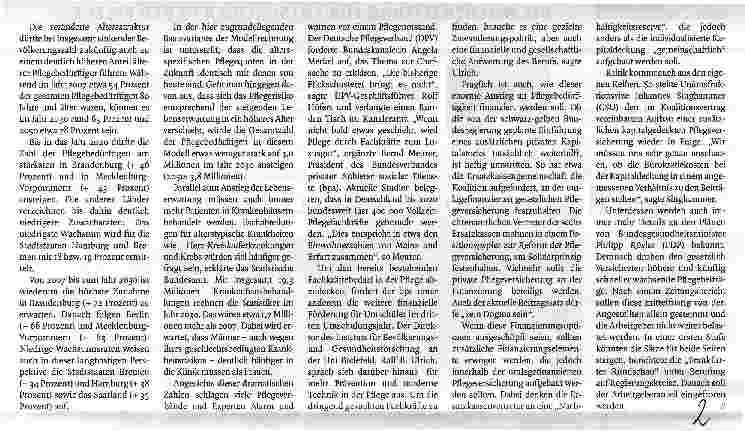 Vorschauseite 2: 50 Prozent mehr Pflegebedürftige bis 2030 / Keine Antworten auf FachkräftemangelDie Pflegerepublik Deutschland