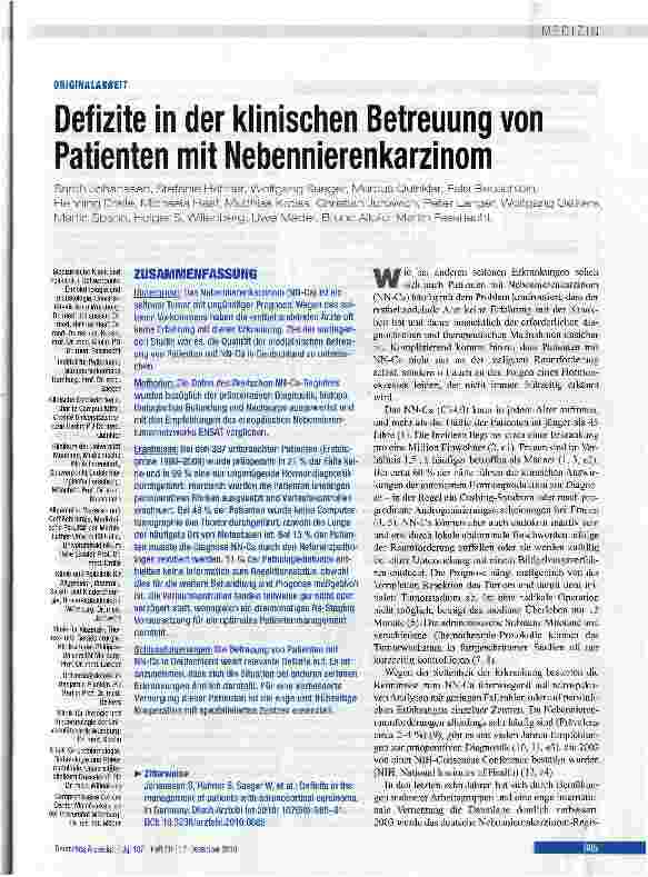 Vorschauseite 1: Defizite in der klinischen Betreuung von Patienten mit Nebennierenkarzinom