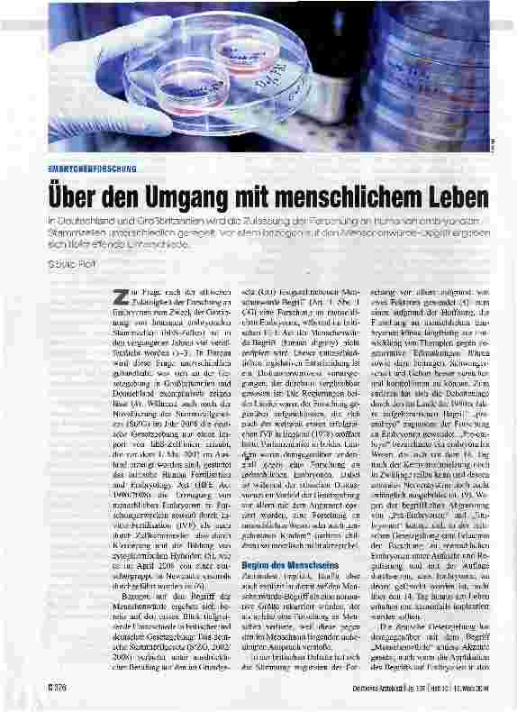 Vorschauseite 1: Über den Umgang mit menschlichem Leben