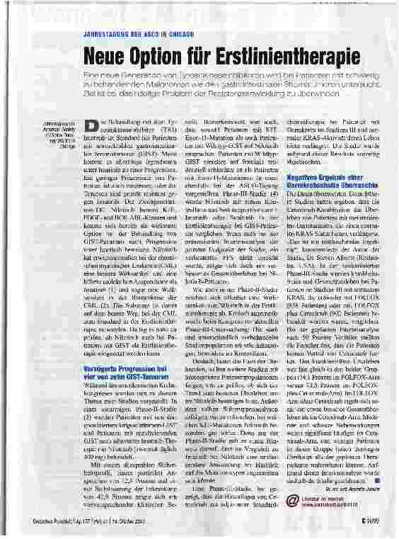 Vorschauseite 1: Neue Option für Erstlinientherapie