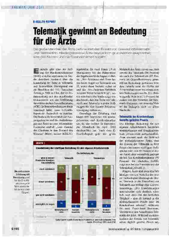 Vorschauseite 1: Telematjk gewinnt an Bedeutung für die Ärzte