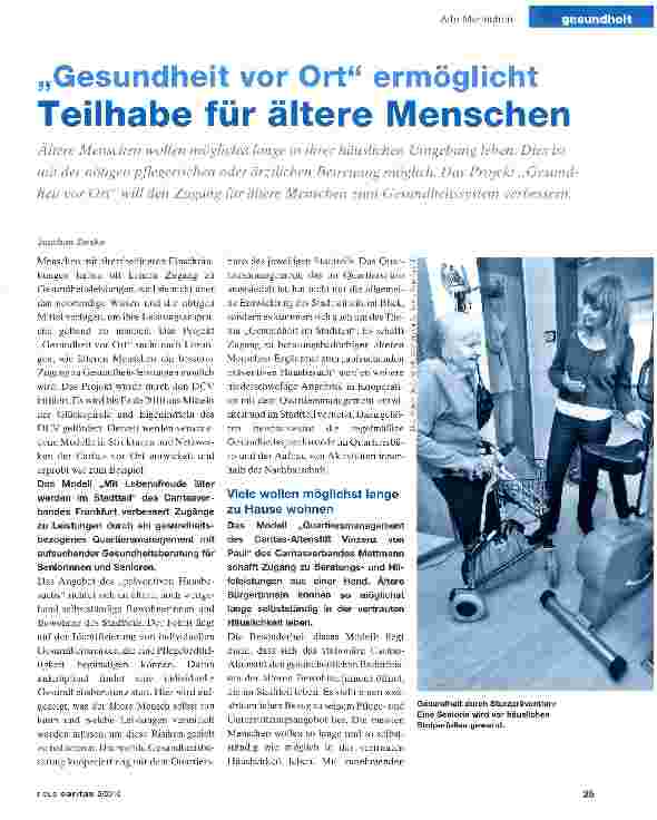 Vorschauseite 1: „Gesundheit vor Ort ermöglicht Teilhabe für ältere Menschen