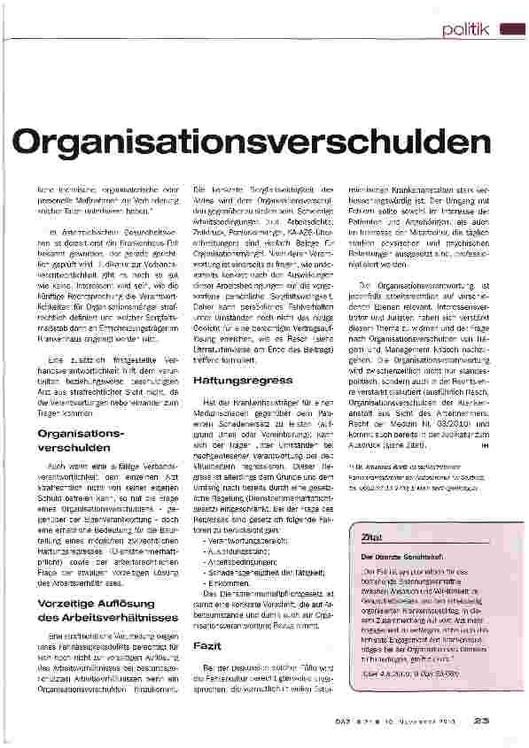 Vorschauseite 2: Eigenverantwortung und Organisationsverschulden