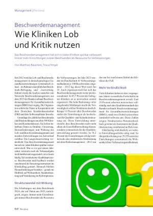 Vorschauseite 1: Wie Kliniken Lob und Kritik nutzen