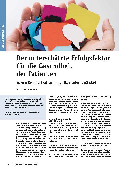 Vorschauseite 1: Der unterschätzte Erfolgsfaktor für die Gesundheit der Patienten Warum Kommunikation in Kliniken Leben verändert