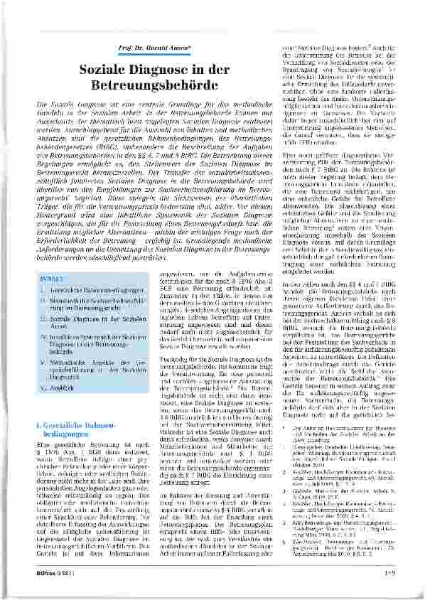 Vorschauseite 1: Soziale Diagnose in der Betreuungsbehörde