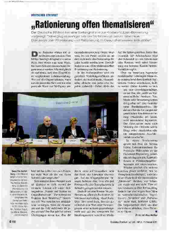 Vorschauseite 1: DEUTSCHER ETHIKRAT„Rationierung offen thematisieren