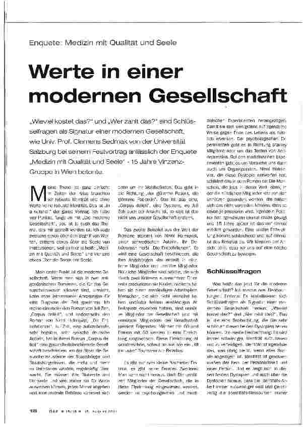 Vorschauseite 1: Werte in einer modernen Gesellschaft