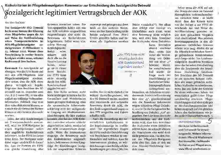 Vorschauseite 1: Sozialgericht legitimiert Vertragsbruch der AOK