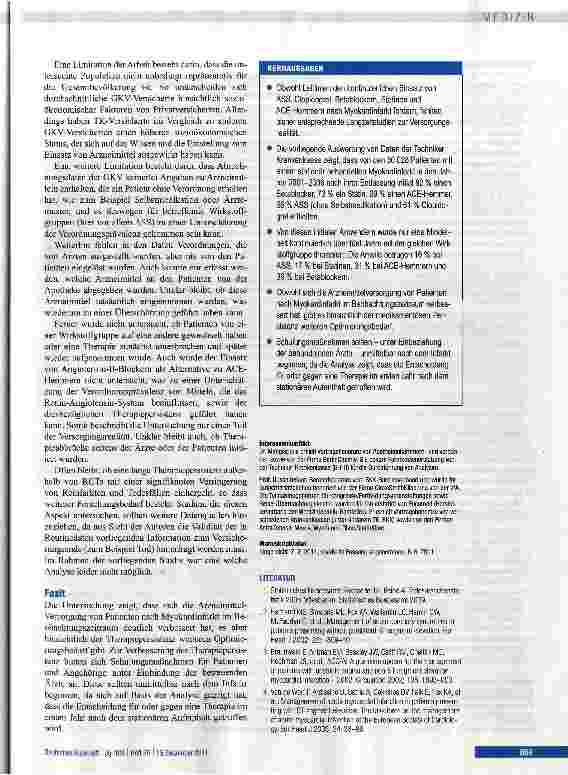 Vorschauseite 6: Verordnungsprävalenz medikamentöser Sekundärprävention und Therapiepersistenz nach Myokardinfarkt