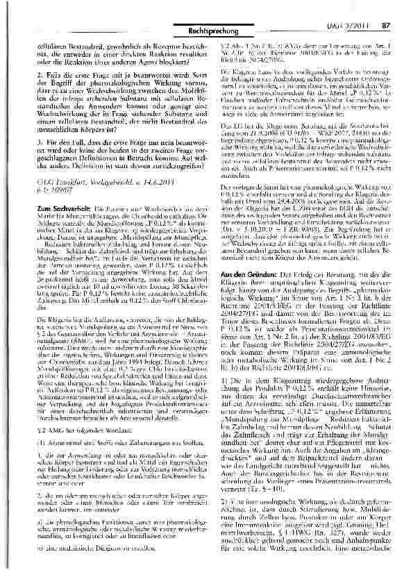 Vorschauseite 2: Abgrenzung Arzneimittel zu Kosmetikum (Mundspüllösung)