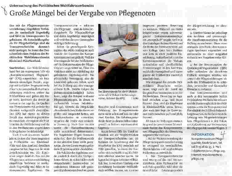 Vorschauseite 1: Große Mängel bei der Vergabe von Pflegenoten