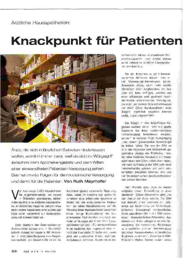 Vorschauseite 1: Knackpunkt für Patientenversorgung