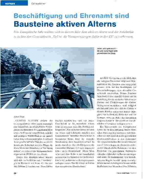 Vorschauseite 1: Beschäftigung und Ehrenamt sind Bausteine aktiven Alterns