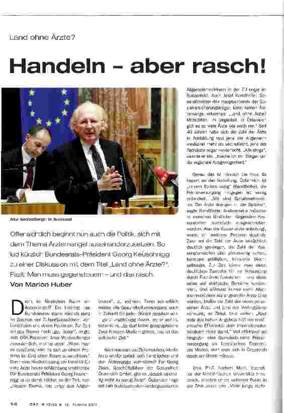 Vorschauseite 1: Handeln - aber rasch!