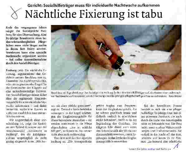 Vorschauseite 1: Nächtliche Fixierung ist tabu