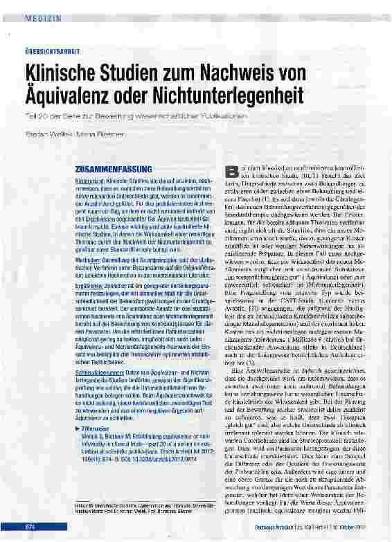 Vorschauseite 1: Klinische Studien zum Nachweis von Äquivalenz oder Nichtunterlegenheit