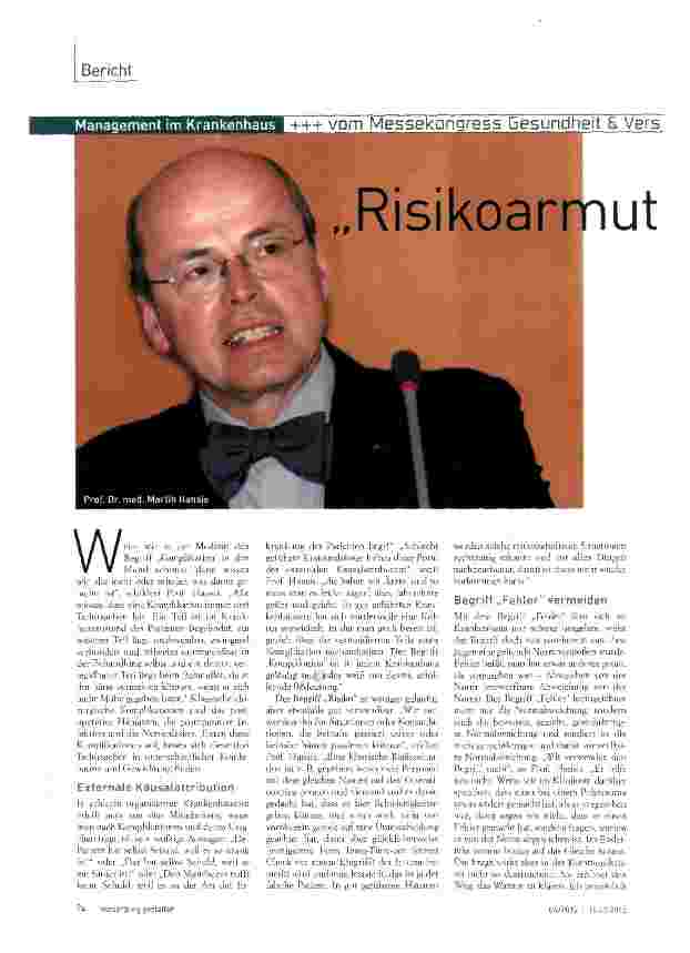 Vorschauseite 1: Risikoarmut muß organisiert werden!