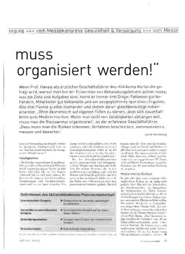 Vorschauseite 2: Risikoarmut muß organisiert werden!