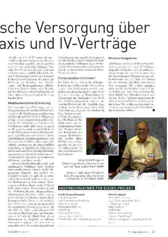 Vorschauseite 2: Medizinische Versorgung über Zweigpraxis und IV-Verträge