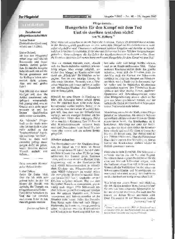 Vorschauseite 1: Pflege damals...Hungerlohn für den Kampf mit dem Tod Und sie streiken trotzdem nicht!