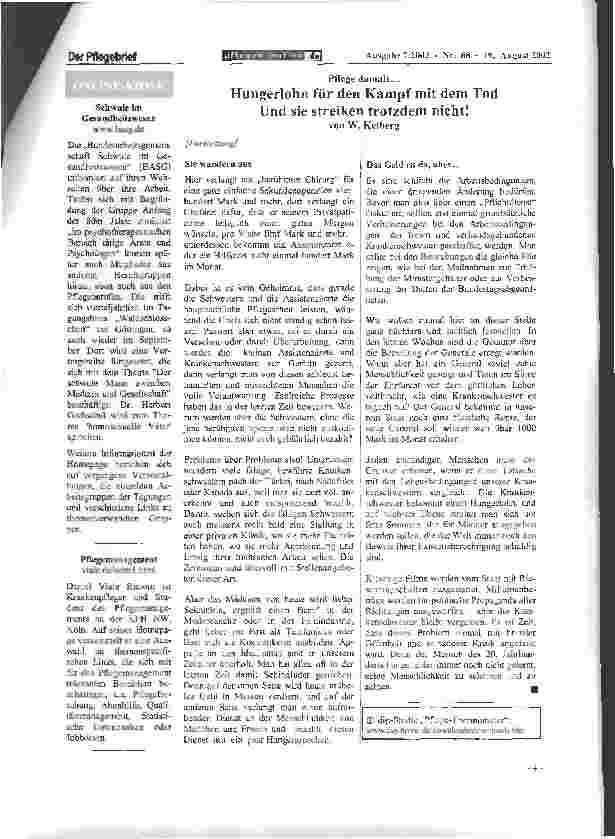 Vorschauseite 3: Pflege damals...Hungerlohn für den Kampf mit dem Tod Und sie streiken trotzdem nicht!