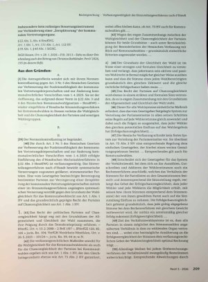 Vorschauseite 2: Verfassungswidrigkeit des Sitz zuteilungsverfahrens nach d'Hondt
