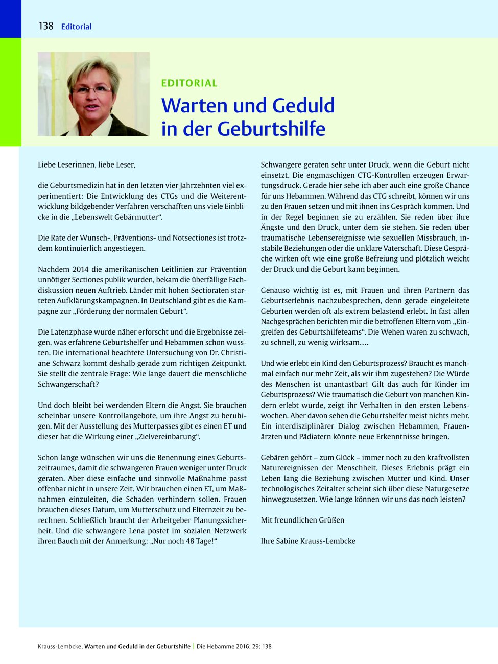 Vorschauseite 1: Warten und Geduld in der Geburtshilfe