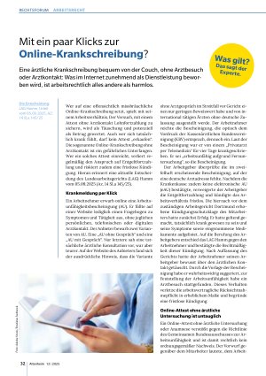 Vorschauseite 1: Mit ein paar Klicks zur Online-Krankschreibung?