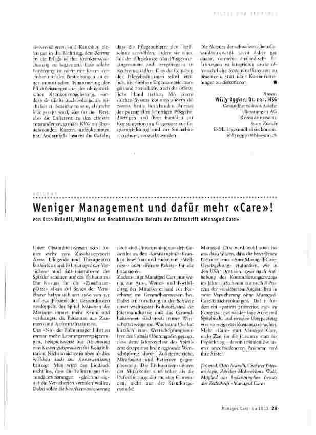 Vorschauseite 4: Finanzierung der Pflege - mehr als nur eine Frage der Kostenverteilung