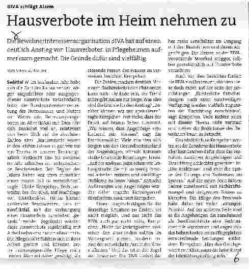 Vorschauseite 1: Hausverbote im Heim nehmen zu