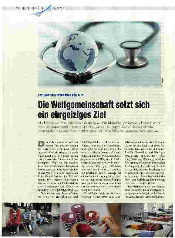 Vorschauseite 1: Die Weltgemeinschaft setzt sich ein ehrgeiziges Ziel