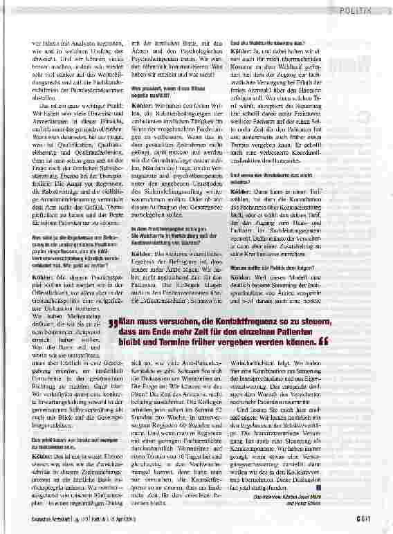Vorschauseite 2: „Wir wollen den regelmäßigen Dialog mit der ärztlichen Basis
