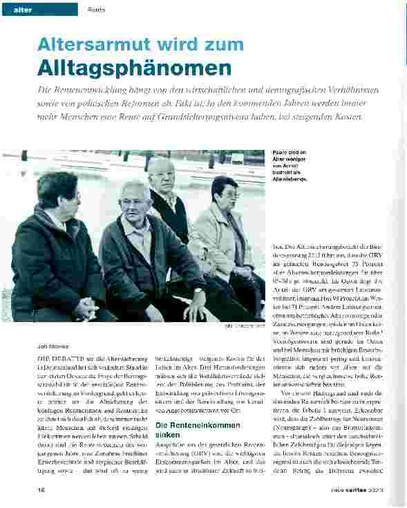 Vorschauseite 1: Altersarmut wird zum Alltagsphänomen