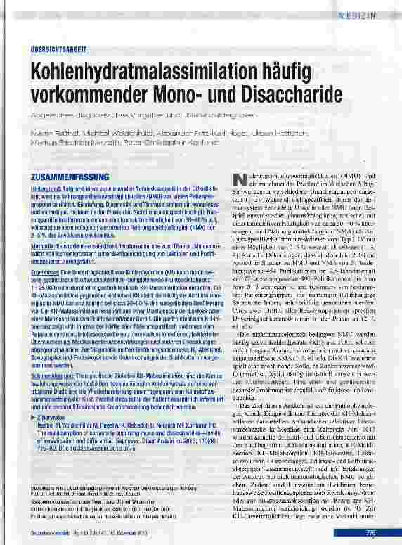 Vorschauseite 1: Kohlenhydratmalassimilation häufig vorkommender Monound Disaccharide