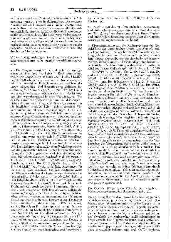 Vorschauseite 2: Irreführung durch Bezeichnungen „Putenbzw. Hähnchen-Filetstreifen, gebraten, bei industriell hergestellten Produkten LFGB§ 11 Abs. 1 Satzl