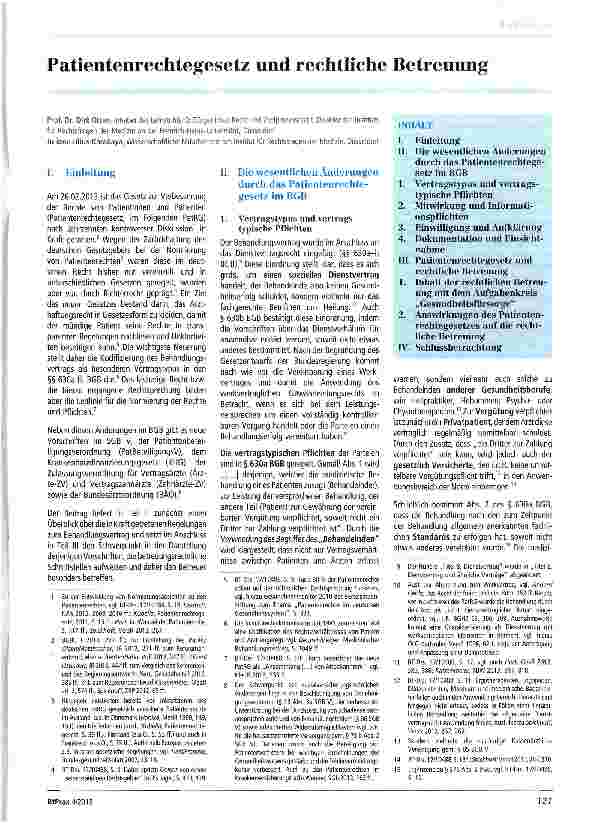 Vorschauseite 1: Patientenrechtegesetz und rechtliche Betreuung