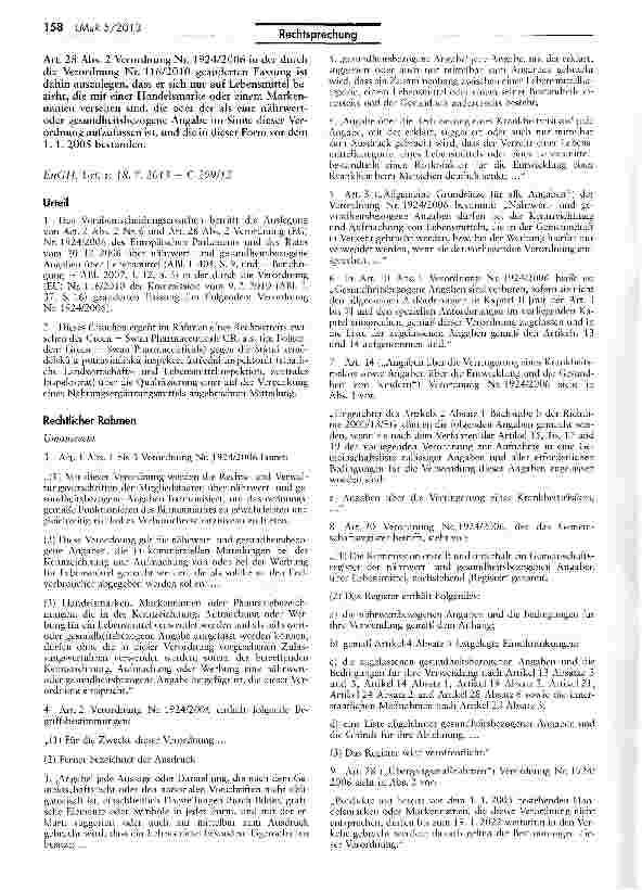 Vorschauseite 2: Zulässigkeit von gesundheitsbezogenen Angaben auf Lebensmitteln