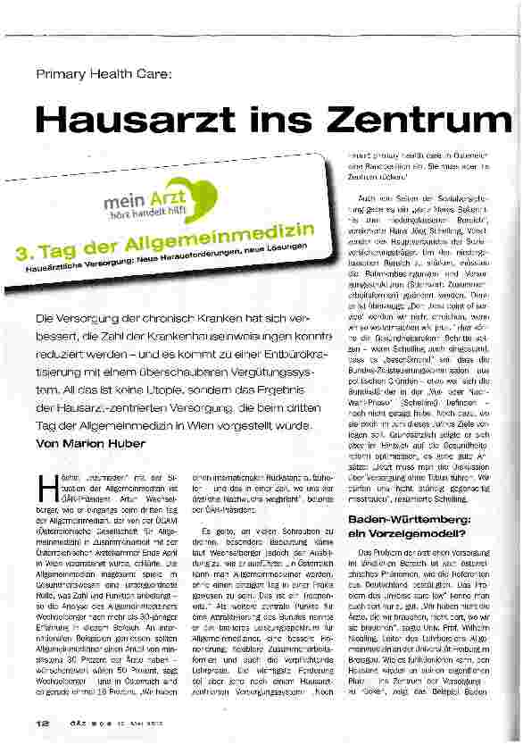 Vorschauseite 1: Hausarzt ins Zentrum rücken