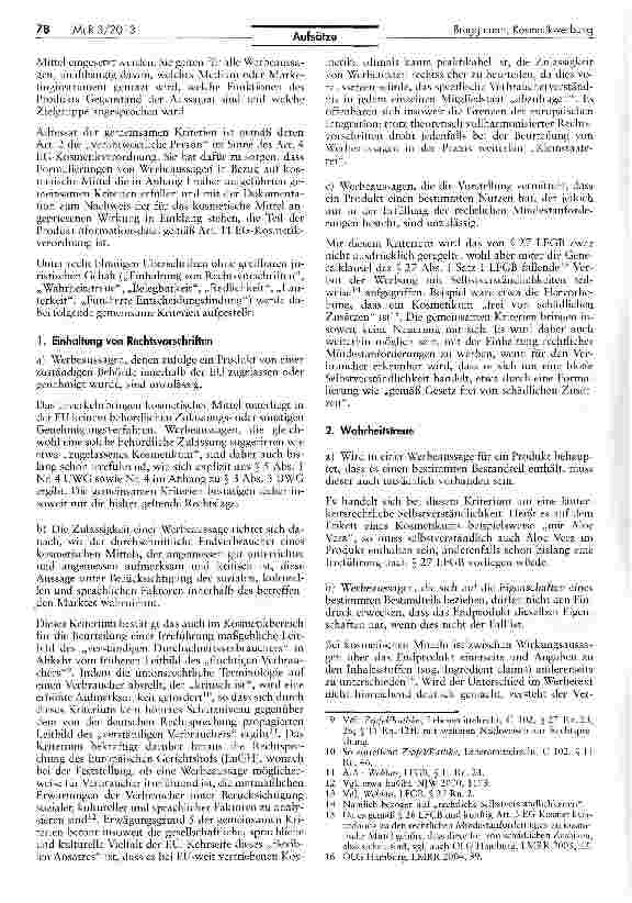 Vorschauseite 2: Neue Spielregeln für die Kosmetikwerbung? Eine erste Beleuchtung des Verordnungsentwurfs zur Festlegung gemeinsamer Kriterien zur Begründung von Werbeaussagen im Zusammenhang mit…
