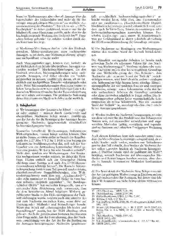 Vorschauseite 3: Neue Spielregeln für die Kosmetikwerbung? Eine erste Beleuchtung des Verordnungsentwurfs zur Festlegung gemeinsamer Kriterien zur Begründung von Werbeaussagen im Zusammenhang mit…
