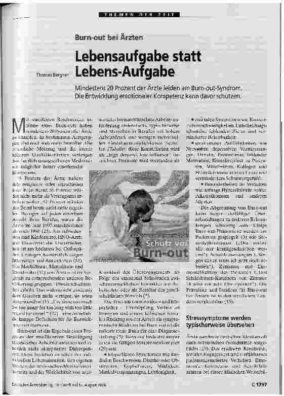 Vorschauseite 1: Lebensaufgabe statt Lebens-Aufgabe- Burn-out bei Ärzten