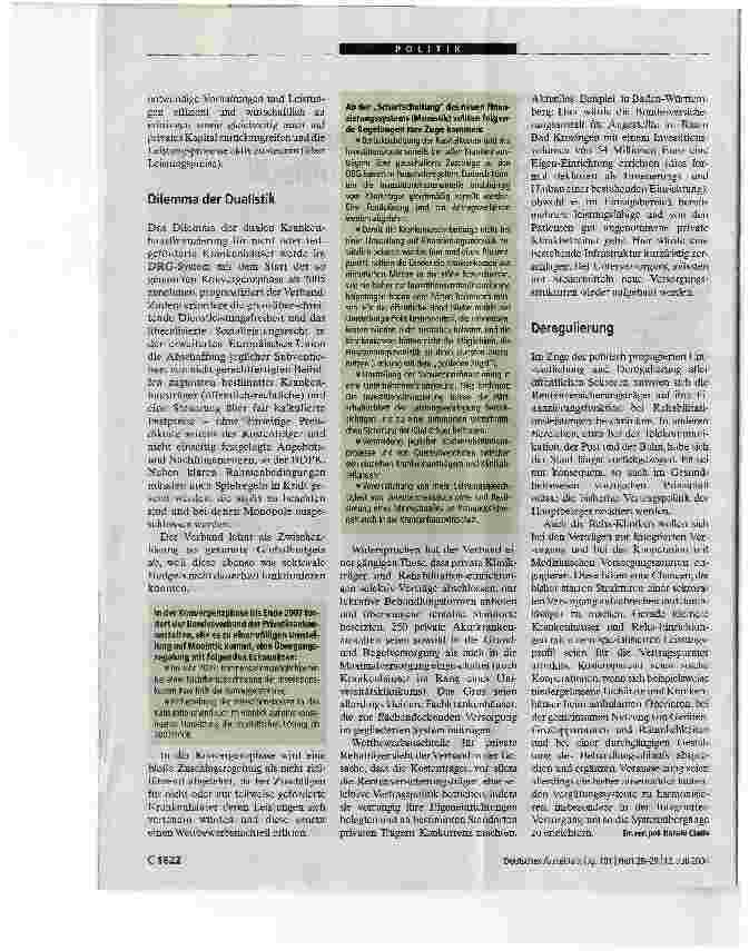 Vorschauseite 2: PrivatkrankenanstaltenFür fairen Wettbewerb und Finanzierungsmonistik