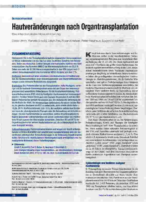 Vorschauseite 1: Hautveränderungen nach Organtransplantation