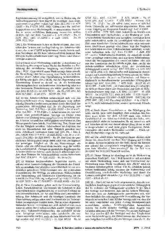 Vorschauseite 3: Tarifrecht - Stufenzuordnung nach §§16, 40 TV-L bei vorangegangener Tätigkeit aufgrund von Dienstund Werkverträgen im Hochschulbereich - Gleichbehandlung